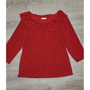 Claudia Richard Women’s Long Sleeve Red Ruffled Blouse Size Large